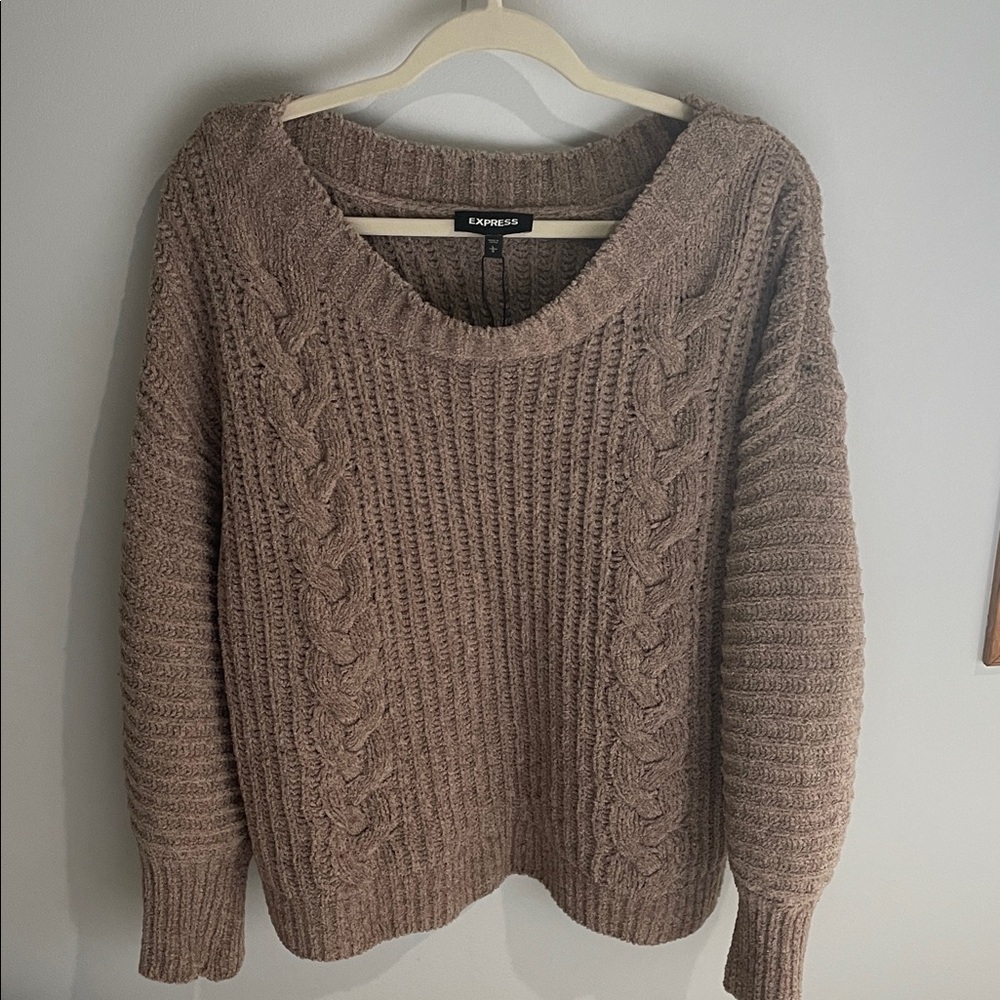 Express Women's Taupe Cable Knit Sweater